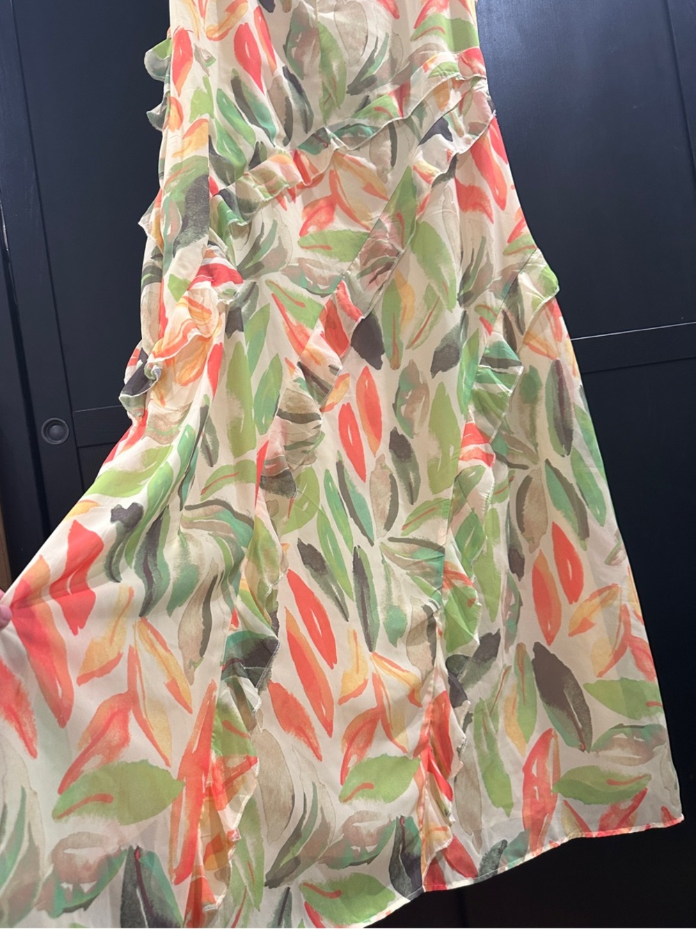 Cato Multicolor Leaf-Print High-Low Ruffle Dress - Picture 6 of 9